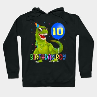 10 Years T-Rex Dino Boy 10Th Birthday Party Hoodie